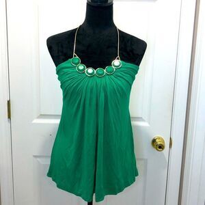 Moa Moa jeweled green halter top, size small